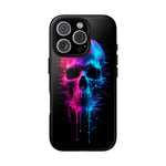 Neon Glitch Skull Phone Case, Dripping Paint Scanline Cover