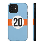Copy of Blue Orange Number 20 Retro Racing Stripe Tough Phone Case Cover
