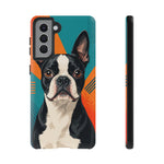 Boston Terrier Pop-Art Portrait Tough Phone Case - Teal Orange