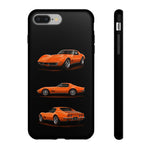 C3 Corvette Art Phone Case Orange, Three-View Vector Cover, Gift