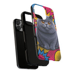 British Shorthair Round Pop Art Tough Phone Case