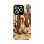Guilty Basset Hound Phone Case, Muddy Watercolor Art Cover