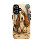Guilty Basset Hound Phone Case, Muddy Watercolor Art Cover