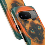 Siamese Cat Retro Halftone Portrait Case - Orange Teal Print
