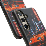 Orange Supra Phone Case, Neon City Night JDM Sports Car Tough Cover