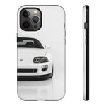 White MK4 Supra Phone Case, Retro 90s JDM Tough Cover for Car Enthusiasts