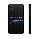 Blue C7 Z06 Sports Car Tough Phone Case Track Style Cover Gift