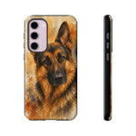 German Shepherd Loyal Watercolor Portrait Art Tough Phone Case
