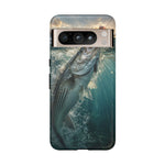 Striped Bass Phone Case, Sunset Topwater Strike Cover for Anglers