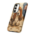 Guilty Basset Hound Phone Case, Muddy Watercolor Art Cover