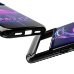 Neon Dolphin Retro Wave Tough Case | Vaporwave Japanese Text, 80s Synth Sunset