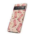 Pink Cowboy Boots phone case | Western pattern | Pastel stars