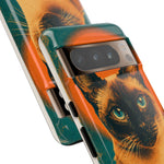 Siamese Cat Retro Halftone Portrait Case - Orange Teal Print
