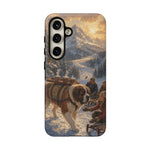 Saint Bernard Winter Rescue phone case | snowy mountain dog scene