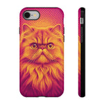 Persian Cat Halftone Dot Portrait Tough Phone Case - Magenta Gold