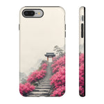Pink Azalea Mountain Stairs Phone Case Japanese Zen Tough Case