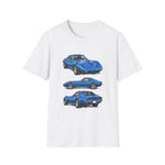 Blue 1973 Corvette Illustration T-Shirt | Classic Sports Car Trio