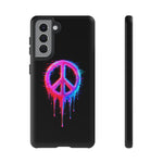 Glitch Peace Sign Phone Case, RGB Melt Digital Art Tough Cover, Gift