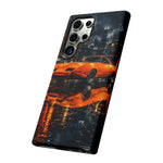 Orange Daytona Phone Case, Rainy City Night Muscle Car Tough Cover