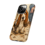 Guilty Basset Hound Phone Case, Muddy Watercolor Art Cover
