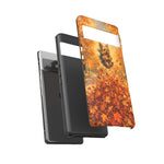 Yorkshire Terrier Jumping in Autumn Leaves Tough Case | Fall Dog Phone Cover