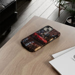 Red FD RX-7 Blossom Alley Tough Phone Case - Rain-Slicked Night