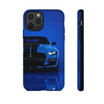 Blue Mustang Art Phone Case, GT500 American Muscle Car Tough Cover for Men
