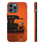 Orange Mustang Art Phone Case, GT500 American Muscle Car Tough Cover for Male