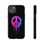 Glitch Peace Sign Phone Case, RGB Melt Digital Art Tough Cover, Gift