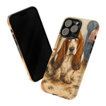 Guilty Basset Hound Phone Case, Muddy Watercolor Art Cover