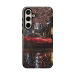 Red FD RX-7 Blossom Alley Tough Phone Case - Rain-Slicked Night