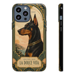 Doberman Art Deco 'La Dolce Vita' Phone Case | Vintage Dog Design