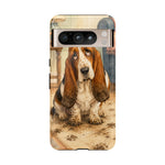 Guilty Basset Hound Phone Case, Muddy Watercolor Art Cover