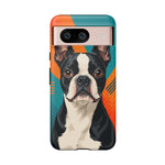 Boston Terrier Pop-Art Portrait Tough Phone Case - Teal Orange