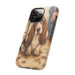 Guilty Basset Hound Phone Case, Muddy Watercolor Art Cover