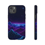 Retro Neon Mountains Phone Case | Vaporwave Galaxy Landscape