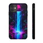 Neon Waterfall Jungle Night Vaporwave Art Tough Phone Case