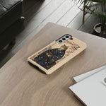 Samurai Cat Phone Case, Cherry Blossom Katana Art Cover