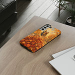 Yorkshire Terrier Jumping in Autumn Leaves Tough Case | Fall Dog Phone Cover