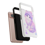 Pastel Cat Beanie Phone Case, Glitch Color Block Cover, Gift