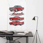 1960 Impala Red Bubble Top Banner 34x56 Garage Man Cave Wall Decor Gift