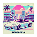 180SX Poster JDM Miami Vaporwave Sunset Drift Car Retro Wall Art