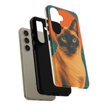 Siamese Cat Retro Halftone Portrait Case - Orange Teal Print