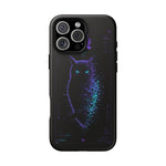 Glitch Owl Silhouette Art Tough Phone Case - Violet Teal
