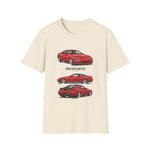1990 Red 300ZX Car Illustration T-Shirt | Sports Car Side Front Rear Views
