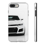 White Camaro Phone Case, ZL1 American Muscle Car Tough Cover for Men