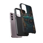 Vintage Teal 1957 Bel Air Classic Car Tough Case | Retro Rainy City Phone Cover