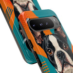 Boston Terrier Pop-Art Portrait Tough Phone Case - Teal Orange
