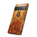 Yorkshire Terrier Jumping in Autumn Leaves Tough Case | Fall Dog Phone Cover