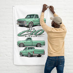 1968 C10 Seafoam Green Pickup Banner 34x56 Garage Man Cave Wall Decor Gift